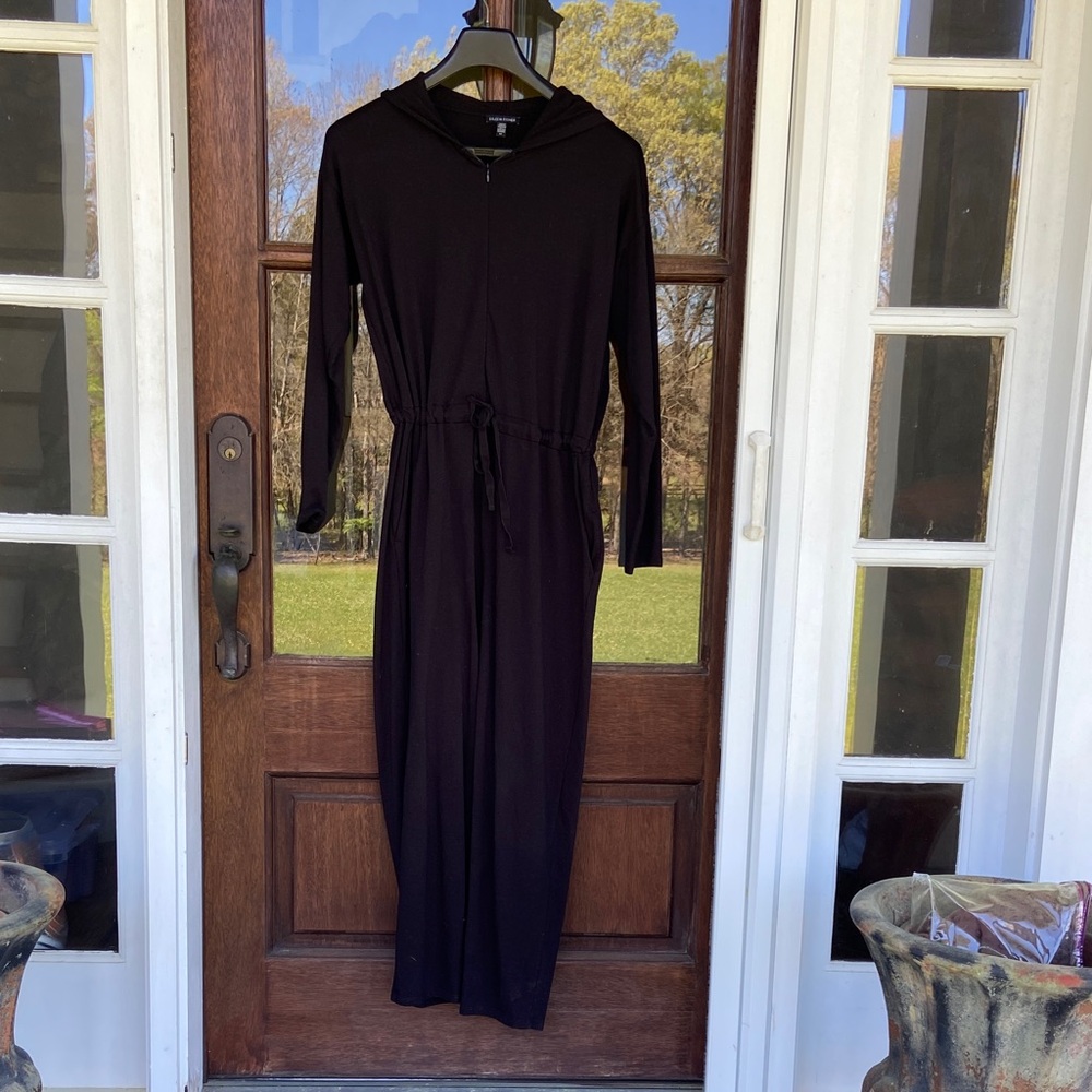 Eileen Fisher Cozy Brushed Terry Hug Hooded Jumpsuit. Size S - Picture 2 of 5